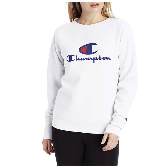 NWT Champion Women's Powerblend Graphic Pullover Sweatshirt White Small Active - Picture 1 of 9
